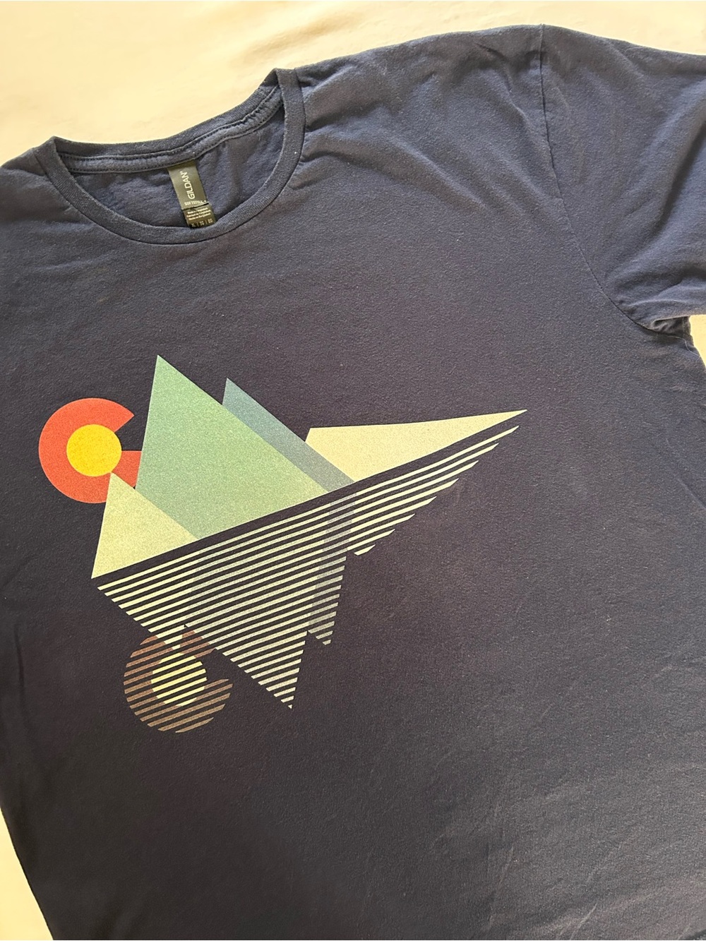Abstract Mountain Graphic Tee XL Retro Colorado Sunset Shirt